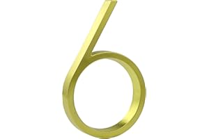 ‎HASWARE HASWARE Schwimmendes Hausnummernschild 5 Zoll (12 cm) moderne Türnummern Signage Plaque Street Home Address Ziffern (Golden, 6)