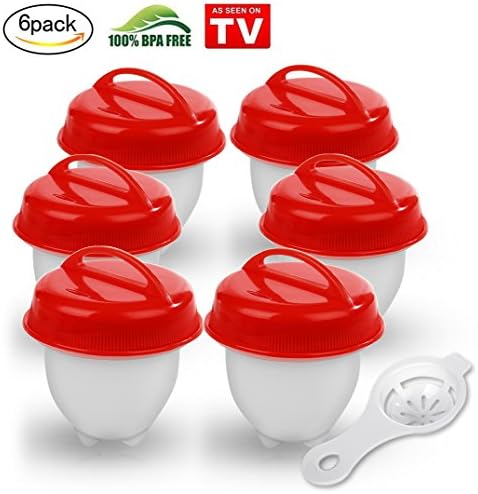 6PCS Egg Cooker, AXUAN Egg Boilers, Egg Poachers, BPA Free, Soft Silicone Egg Cooking Molds Hard Boiled Eggs with Egg Filter, As Seen On TV