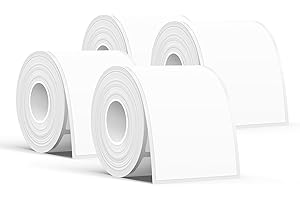 SUPVAN T50M Series Label Maker Tape, 4 Rolls 50mm × 80mm 100 Labels/Roll Genuine Laminated Thermal Label Tape Refill, Waterproof Oilproof Highly Adhesive Auto Detect Labels, Black on White