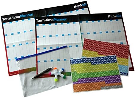 Term Time Planner by Think Kit: A2 undated Academic Planners and Activity Stickers for Students, Teenagers, preteens and Children. Includes 2 Planners, Stickers, highlighters, Pen and Document Wallet