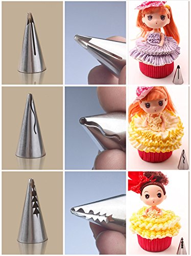 8 Russische Tulip Blume Spritzbeutel Düsen Barbie Prinzessin Rock Kleid Kuchen Dekoration Tipps DIY Teig Werkzeug & #-; 1 Silikon Spritzbeutel & #-; 1 Kupplung - 3