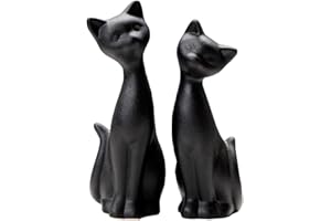 QIANLING 2 pz Figurine di Gatto Nero in Porcellana, Decorazioni per la casa Mini Figurine di Gattino Nero Opaco, Regalo per gli Amanti dei Gatti, Adatto per la Decorazione di Interni o Regalo di Nozze