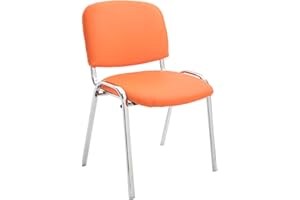 ‎CLP CLP Stapelstuhl Ken I Konferenzstuhl Mit Kunstleder-Bezug I Metall In Chrom-Optik, Farbe:orange