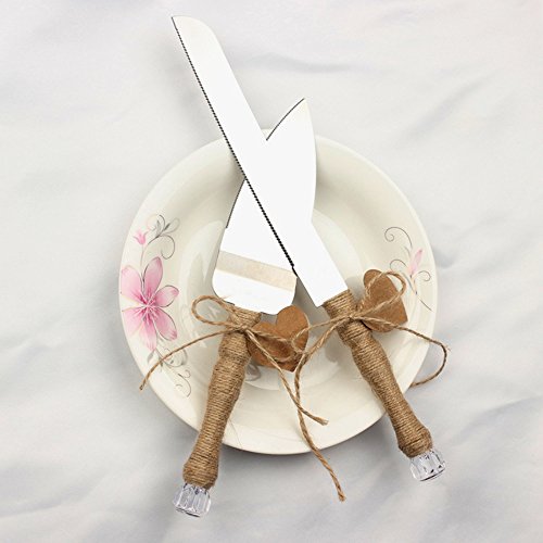 Gosear 1 Pair Edelstahl Kuchen-Cutter Messer Schaufel Backen-Tools für Hochzeit Geburtstag Partei Kuchen Cookie Gebäck Fräser Spaten-Tools A - 2