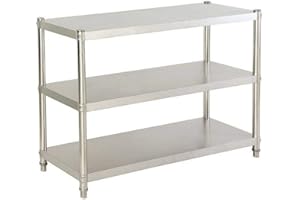 WSIKGHU Estantería de acero inoxidable de 3 pisos, 50 kg, 80 x 80 x 40 cm, de acero inoxidable