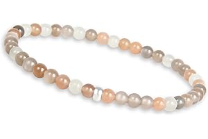 GD GOOD.designs Perlenarmband Damen mit echten 4mm Natursteinen und 925 Silber Perle - Edelstein Armband I Kugelarmband mit Naturstein Perlen - Valentinstags-Geschenk für Sie