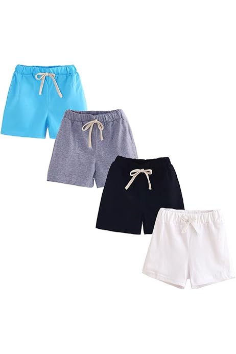 Bermuda Cargo Garçon En Coton Taille élastiquee été Multi-poches Tissu