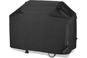 Unicook BBQ Cover 65 Inch, Heavy Duty Waterproof Outdoor Gas Grill Barbecue Cover, Special Fade and UV Resistant, Compatible for Weber Char Broil Outback Barbecues, Black (165 x 61 x 112CM)