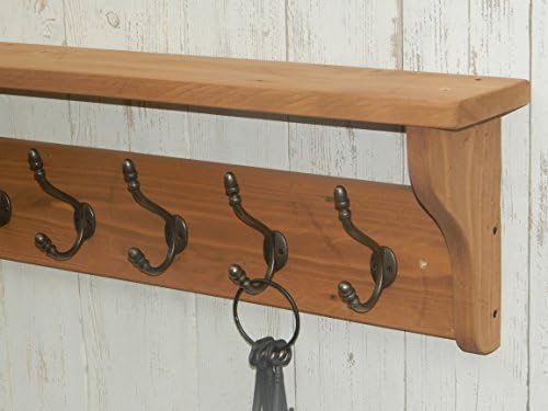 RusticWoodenCrafts Reclaimed wood Hat and Coat Rack with shelf Rustic Shabby Eco 7 hooks = 98cm