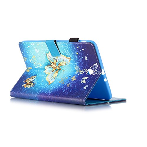 Für Samsung Galaxy Tab E 9.6 Zoll SM-T560 Leder Tasche Hülle,Für Samsung Galaxy Tab E 9.6 Zoll SM-T560 Leichter Wallet Kickstand Hülle,Herzzer Mode Hübsch [Luxus Schmetterling Gedruckt] Shockproof Kratzfest PU leder Mappen Geldbeutel Folio Abdeckung mit Karte Bargeld Schlitz Weiche TPU Innere Kasten Hülle Case für Samsung Galaxy Tab E 9.6 Zoll SM-T560 + 1 x Frei Blau Handy Halterung Ständer + 1 x Frei Blau Stift Stylus - 5