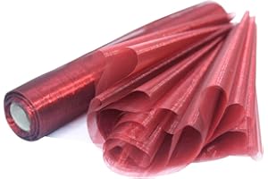 Time to Sparkle 20MX70cm (2Rolls 10M X 70cm/Roll) Garnet Sheer Organza Roll Fabric Chair Cover Sash Bows Table Runner Sashes Swags Wedding Party 38+ Colors Option