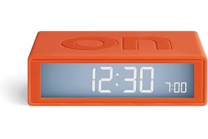 Lexon Flip Plus - Sveglia reversibile da viaggio con display LCD, alluminio lucido 10,4 x 6,5 x 3 cm (arancione), LR15101