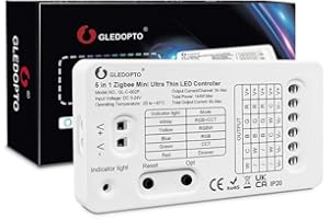 lighteu®, GLEDOPTO 5 in 1 Zigbee Ultra Thin LED Controller Alexa Voice/Hub APP/Remote Control DC5-24V, GL-C-002P