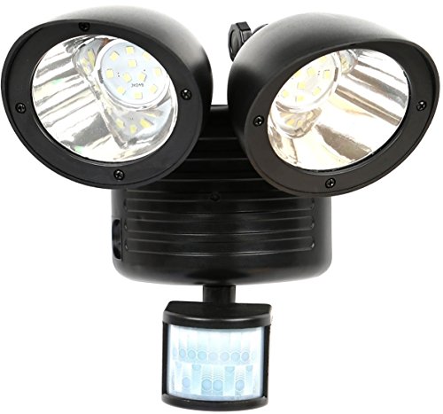 iMounTek Proyector LED de seguridad exterior con sensor de luz y Cargador Solar, detector de movimiento (negro o blanco), negro, 5.50V