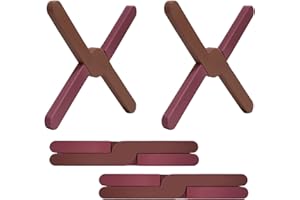 Ben & Bel Stylish X-shaped Foldable Silicone Trivets Set of 2, Non-Slip Worktop Protector Heat Resistant for Hot Pans/Dishes/Plates/Pots, Ideal for Camping/Caravan, Brown+Brown