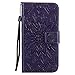 Produktbild Samsung Galaxy J3 Hülle,Luxus Tasche für Samsung Galaxy J3,Leweiany Handytasche Ledertasche Samsung Galaxy J3 Schutzhülle Elegant Prägung Sonnenblume Einfarbig Muster Lederhülle Handyhülle PU Leder Stand Hülle Etui mit Karte Halterung und Magnetverschluß Kratzfestes Leder Wallet Klapphülle Flip Book Case TPU Cover Bumper Tasche Slim Brieftasche Etui Schale für Samsung Galaxy J3 (Lila)