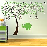 Rainbow Fox Affe und Elefant Spielen auf Riesenbaum-Wandtattoo Wandaufkleber für Kinderzimmer Dekoration - 3