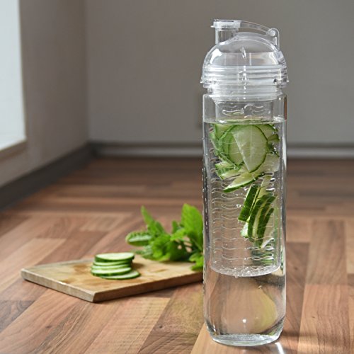 800ml Trinkflasche für Fruchtschorlen in den Farben Pink, Grün oder Transparent. Perfekte Sportflasche aus BPA-freiem Tritan. Super-einfacher und auslaufsicherer Trinkverschluss. Leicht zu reinigen. - 9