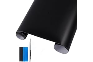 NewL Film en Vinyle Noir Mat Autocollant, libération de l’air sans Formation de Bulles – Adapté pour Une Utilisation Automobile en extérieur - avec Couteau et Outil à Main