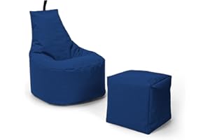 Nadimaideal Sitzsack XL - XXL für Kinder, Teenager & Erwachsene | Indoor & Outdoor | bereits gefüllt | Sitzsack Gaming | Füllung EPS Perlen (Marineblau, XXL - Durchmesser 80 cm für Erwachsene)