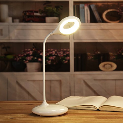 Étudier, travailler,Lampe de lecture,lampe rechargeable de bureau avec le capteur intelligent de toucher,fonctionnant avec la batterie intégrée-Blanc