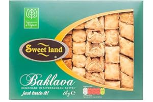 Sweet Land Vegan Baklava Selection - 1000g Pack | Handmade Traditional Lebanese Baklava | Ramadan, Mother's Day, Easter, & Eid | Mixed Selection Tray with Almond & Cashew Nuts | UK Made | Gift Box