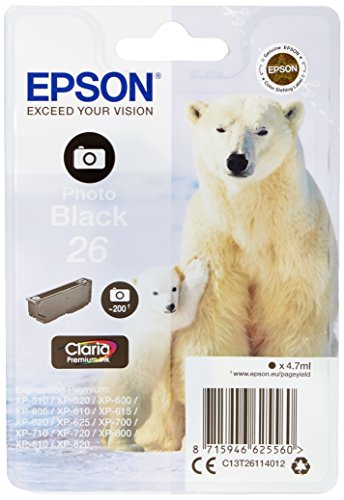 Epson Original T2611 Tintenpatrone Eisbär, Singlepack Foto schwarz