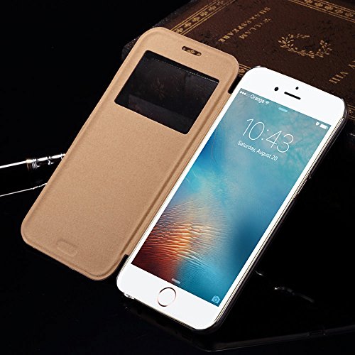 iPhone 5   5S   SE H  lle 4 0 Zoll  LCHULLE Elegant und Luxus Fensteransicht PU-Leder Flip Handy Tasche  Ultra Schlank und Leichtgewichtig PC Zur  ck 