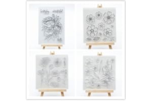 WooYangFun Joyful Home 4pcs/set Flower Rubber Clear Stamp for Card Making Decoration and Scrapbooking