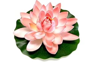 HILAI Seerose KüNstlich, Schwimmende Blumen, künstliche Lotus Simulation Wasser Lilie Blume Teich Dekoration Lotus Realistisch für Teichbecken Wasserdekoration Hellrosa