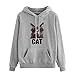 Produktbild Selou Damenbekleidung Damen Hoodie Tierdruck Langarm Lose Studentenpullover Lässiges Sweatshirt Grauer ModepulloverTaschenoberteil Pullover Mantel Lässige Hemdverdickung