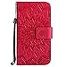 Produktbild Asus Zenfone GO ZB452KG Case, Chreey New [Embossed Sun Blossom] Leather Flip Phone Case / Cover / Skin [Red] + Wallet Card Slots and Stand