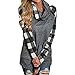 Produktbild UJUNAOR Frauen Plaid Langarm Sweater Top mit Schalkragen Casual Pullover Kapuzenpullover(Schwarz,CN S)