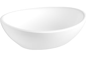Eridanus Ovales Aufsatzwaschbecken, Modernes Ovales Keramikwaschbecken für Badezimmer, Waschbecken für Garderobe, Waschbeckenunterschrank, Weißer Glanz - 400 x 330 x 145mm