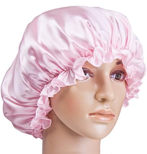 ACHICGIRL Mulberry Silk Breathable Night Sleeping Cap, Pink One Size