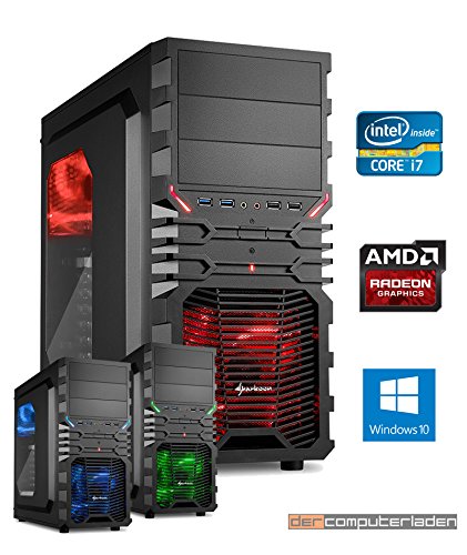 dercomputerladen Gamer PC System Intel, i7-7700K (Kaby Lake) 4x4,2 GHz, 16GB DDR4 RAM, 1000GB HDD, Radeon RX580 -4GB, inkl. Windows 10 (inkl. Installation) Gaming Computer Büro Multimedia