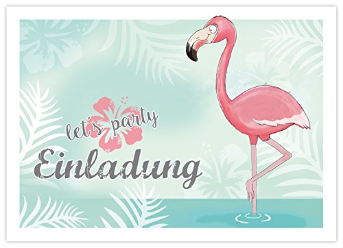 10 EINLADUNGSKARTEN zum Kindergeburtstag „FLAMINGO“ / Poolparty, Gartenparty, Cocktailparty - 2