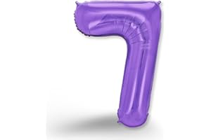 FUNXGO Globo de plástico número 7, lila, 100 cm, vuela con helio, para 7 años, decoración fiesta boda
