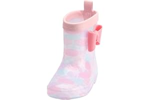 WESALOES Stivali da Pioggia Bambina Colorati Antipioggia Stivali Gomma Bimba Impermeabile Stivaletti Ragazza Scarpe da Pioggia Stivali Leggeri Stivaletti da Pioggia Bambini 2-7 Anni