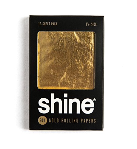 Shine 24K Cartine d'oro per sigarette Confezione da 12 foglio Regular Size (1 1/4) - 12x carta d'oro - Foglie d'oro di alta qualità