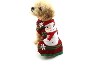 NACOCO Śnieżne swetry dla psów, bałwan, swetry dla psów, rok, świąteczny sweter, ubrania dla zwierząt, mały pies, kot (bałwan, średni)