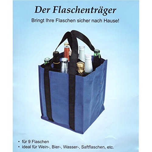 Preisvergleich Produktbild Flaschenträger für 9 Flaschen Tragetasche Bottlebag Flaschentasche Stoff blau