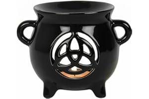 Something Different Black Triquetra-Quemador de Aceite de cerámica (10 x 13 x 10 cm, 1 Unidad), Negro, 10cm x 13cm x 10cm