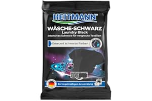 ‎HEITMANN HEITMANN Wäsche-Schwarz | Farbauffrischer für schwarze Kleidung | Erneuert und schützt tiefes Schwarz | Mit echter Textilfarbe gegen Grauschleier | Für alle Waschtemperaturen | 50 g