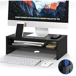 1home Moniteur Stand Lever PC Ecran/Ordinateur en Bois Noir L420 XP 235 x H142mm