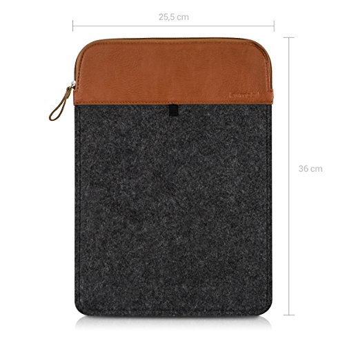 kwmobile Laptoptasche Filz Sleeve für 12,5″ 13″ 13,3″ Laptop / Ultrabook – Notebook Tasche Schutzhülle Laptop Case Hülle in Dunkelgrau Braun Innenmaße: ca. 36 x 26 cm - 2