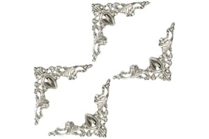 VORCOOL 24 Stück Antike Kantenabdeckung Kantenschutz Metall Eckenschutz Eisen Kasten Buch Album Vintage Ecken Dekoration (Silber)