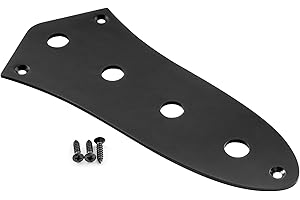 Musiclily Pro 4 Agujeros Jazz Bass Placa Control Plate de Acero para Bajo Eléctrico tipo J-Bazz, Negro