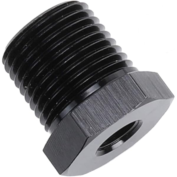 Adaptateur De Pression D'huile 1/8" NPT Femelle Vers M10x1.0 Mâle - En Aluminium Anodisé Noir - Pour Jauges Huile, Carburant, Eau