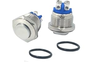 Coolais 16mm momentaner drucktaster wasserdicht einbau druckschalter 230v druckknopf - schalter 1NO taster mit Schraub Klemme 3a 250v 2 stück PBSM-06